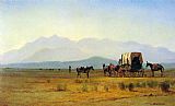 Albert Bierstadt Canvas Paintings - Surveyor's Wagon in the Rockies
